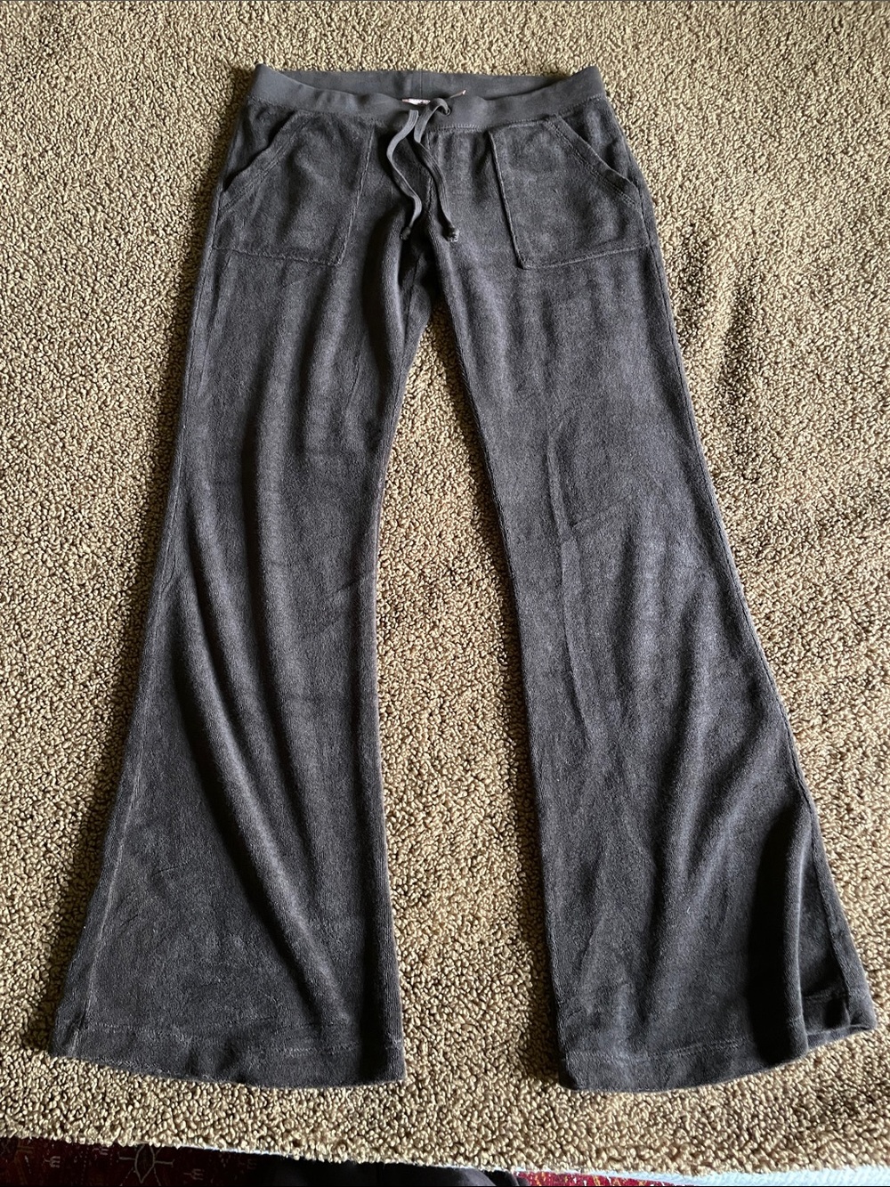 Juicy Couture Chocolate Brown Terry Towel Flare Lounge Pants